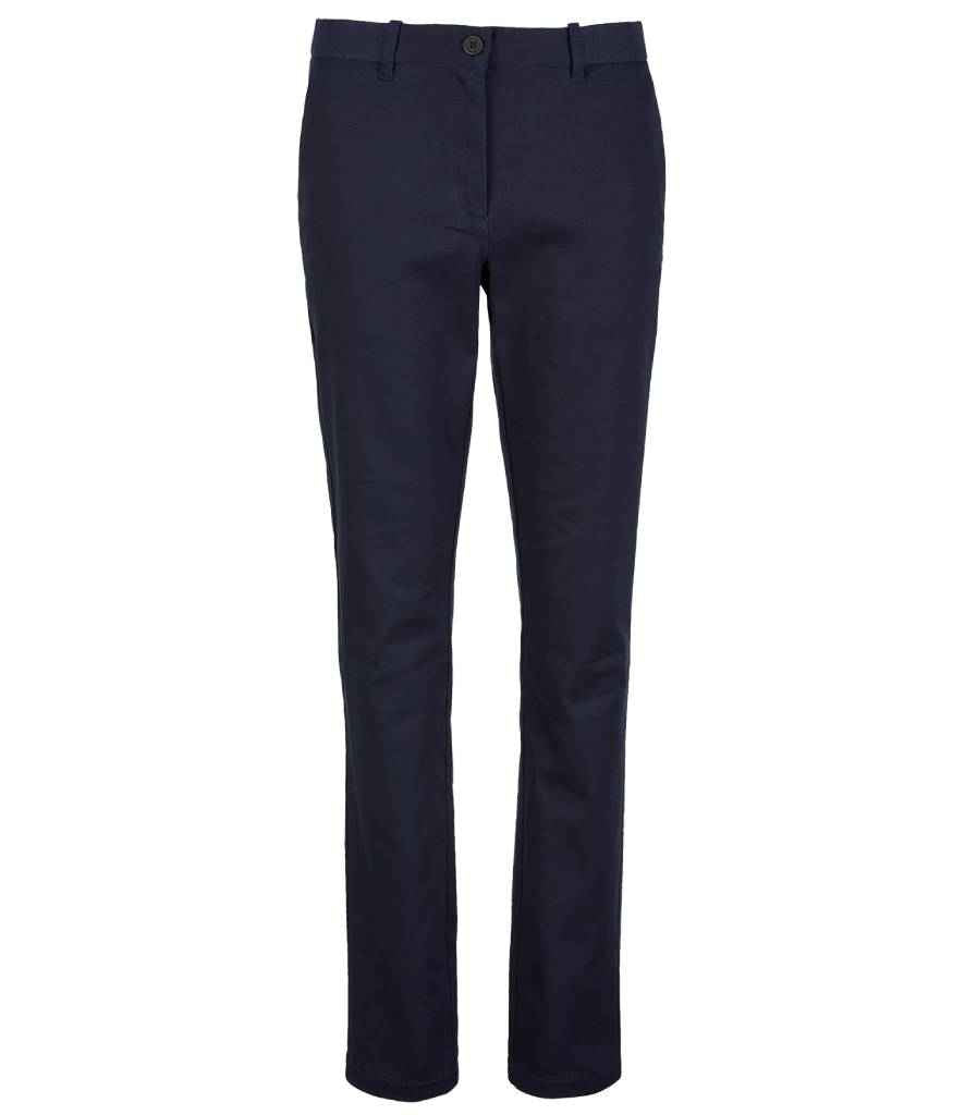 NEOBLU Ladies Gustave Chino Trousers in Night Blue by NEOBLU — Custom branded clothing by Print Press, featuring premium embroidery produced in our specialist print lab in the UK.