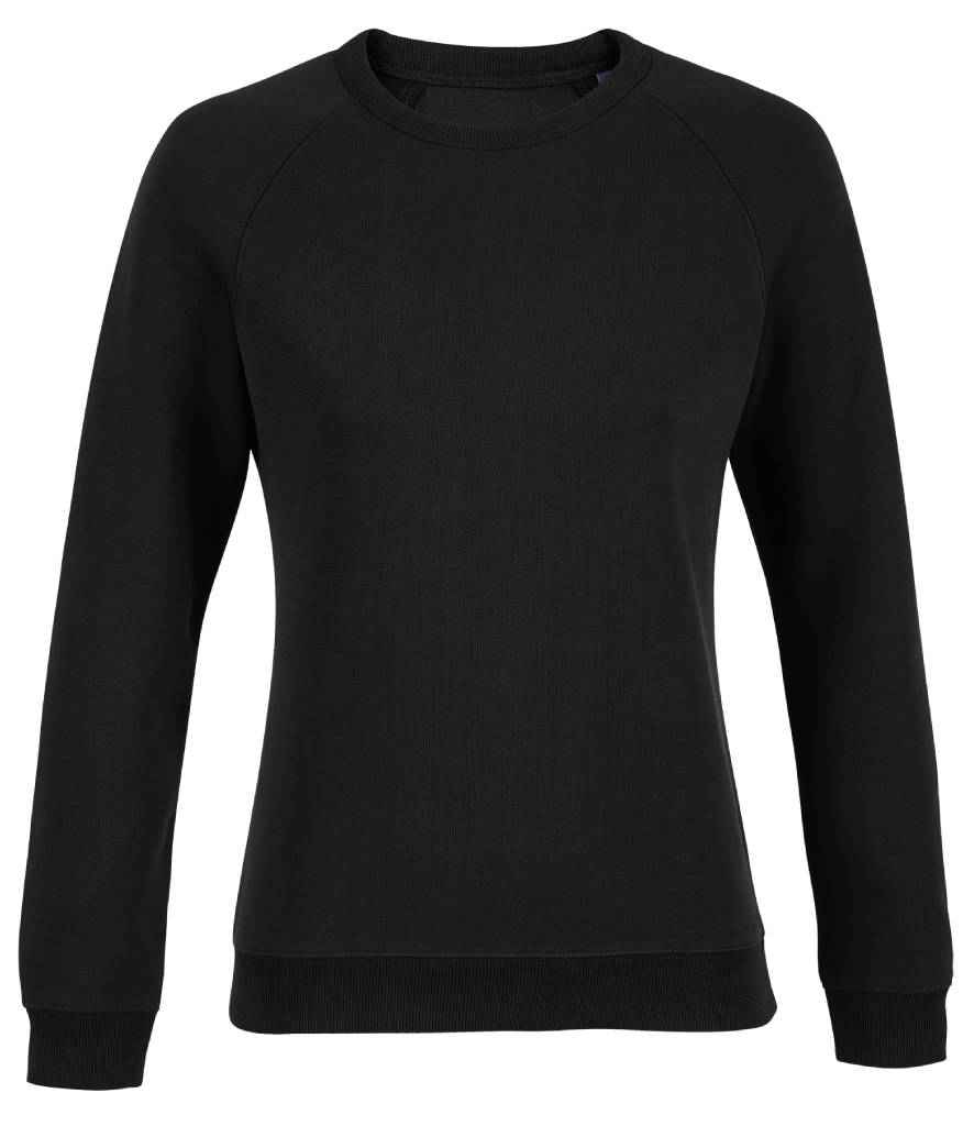 NEOBLU Ladies Nelson French Terry Sweatshirt in Deep Black by NEOBLU — Custom branded clothing by Print Press, featuring premium embroidery produced in our specialist print lab in the UK.