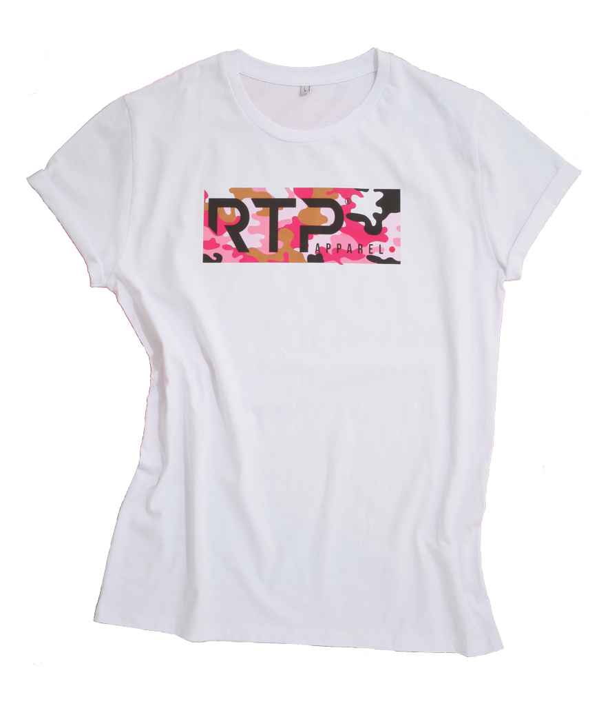 RTP Apparel Ladies Tempo 145 Organic T-Shirt in White by RTP Apparel — Custom branded clothing by Print Press, featuring premium embroidery produced in our specialist print lab in the UK.