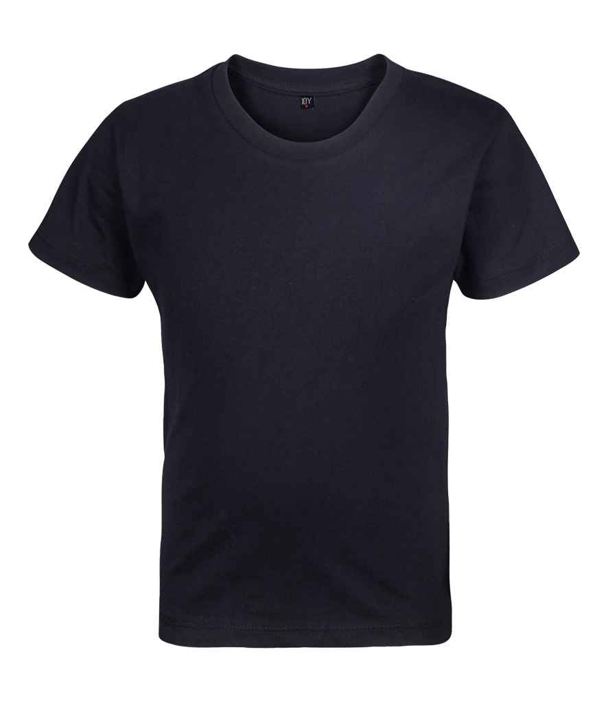 RTP Apparel Kids Tempo 145 Organic T-Shirt in Deep Black by RTP Apparel — Custom branded clothing by Print Press, featuring premium embroidery produced in our specialist print lab in the UK.