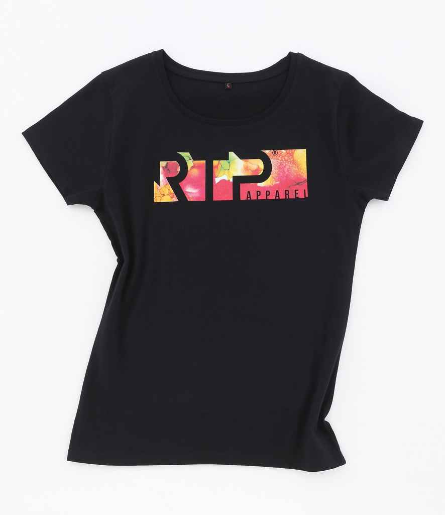 RTP Apparel Ladies Tempo 185 Organic T-Shirt in Deep Black by RTP Apparel — Custom branded clothing by Print Press, featuring premium embroidery produced in our specialist print lab in the UK.