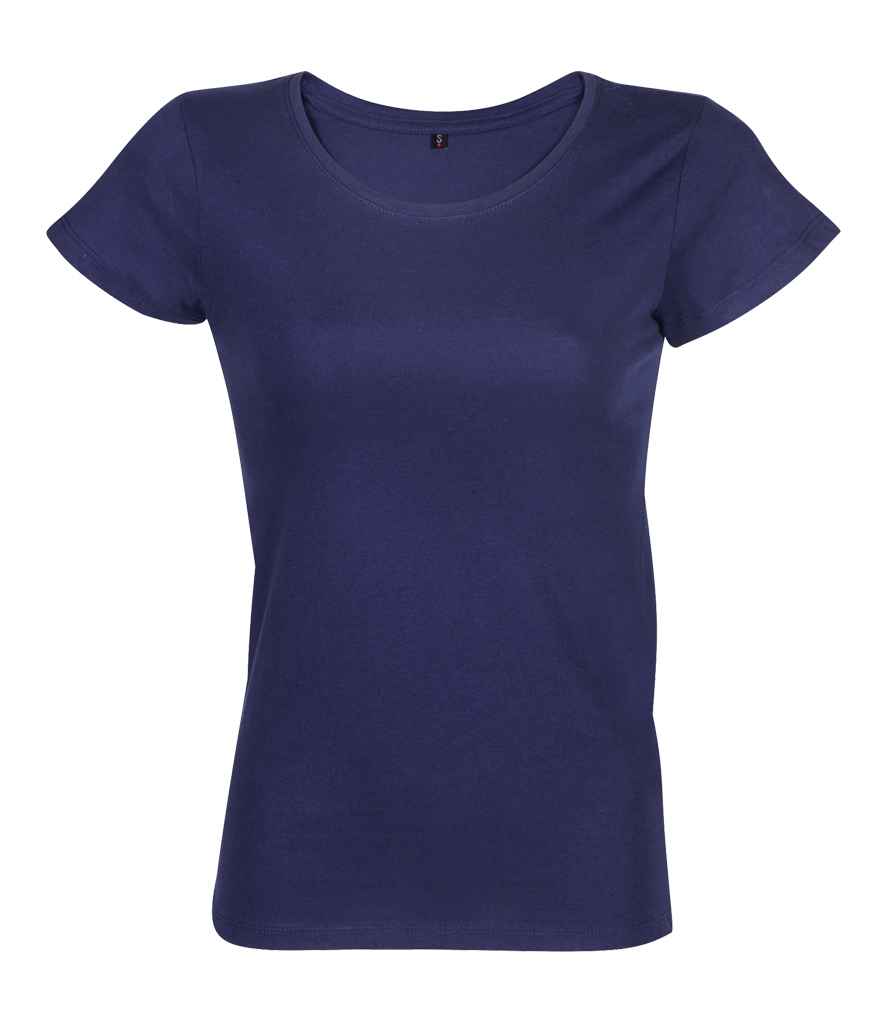 RTP Apparel Ladies Tempo 185 Organic T-Shirt in French Navy by RTP Apparel — Custom branded clothing by Print Press, featuring premium embroidery produced in our specialist print lab in the UK.