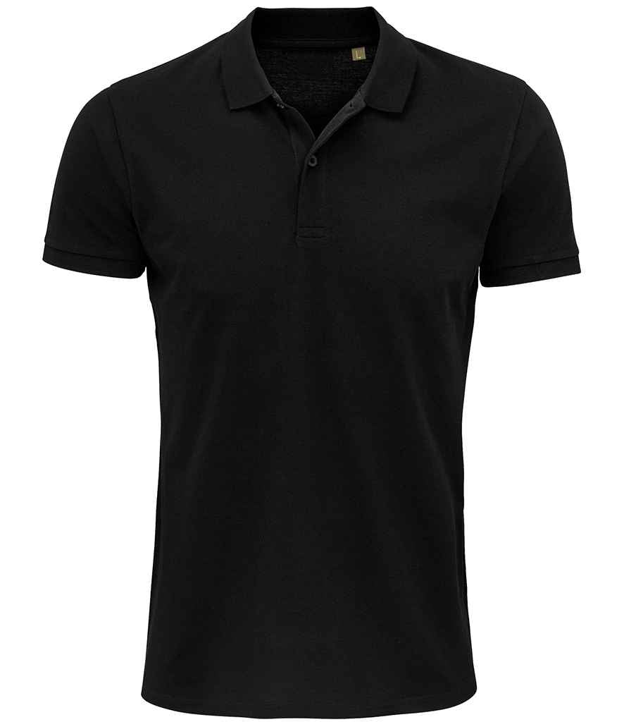 SOL'S Planet Organic Piqué Polo Shirt in Black by SOL'S — Custom branded clothing by Print Press, featuring premium embroidery produced in our specialist print lab in the UK.