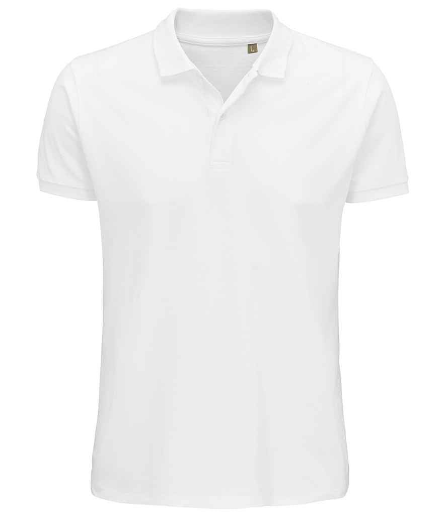 SOL'S Planet Organic Piqué Polo Shirt in White by SOL'S — Custom branded clothing by Print Press, featuring premium embroidery produced in our specialist print lab in the UK.