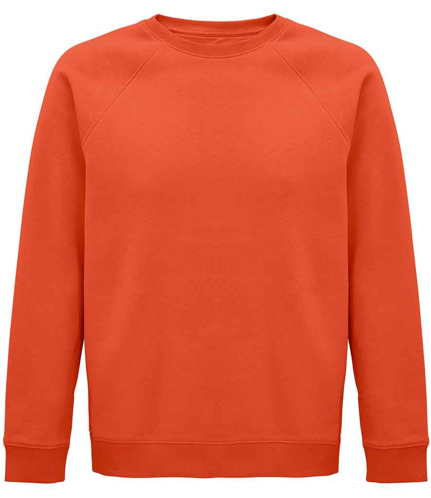 SOL'S Unisex Space Organic Raglan Sweatshirt in Burnt Orange by SOL'S — Custom branded clothing by Print Press, featuring premium embroidery produced in our specialist print lab in the UK.