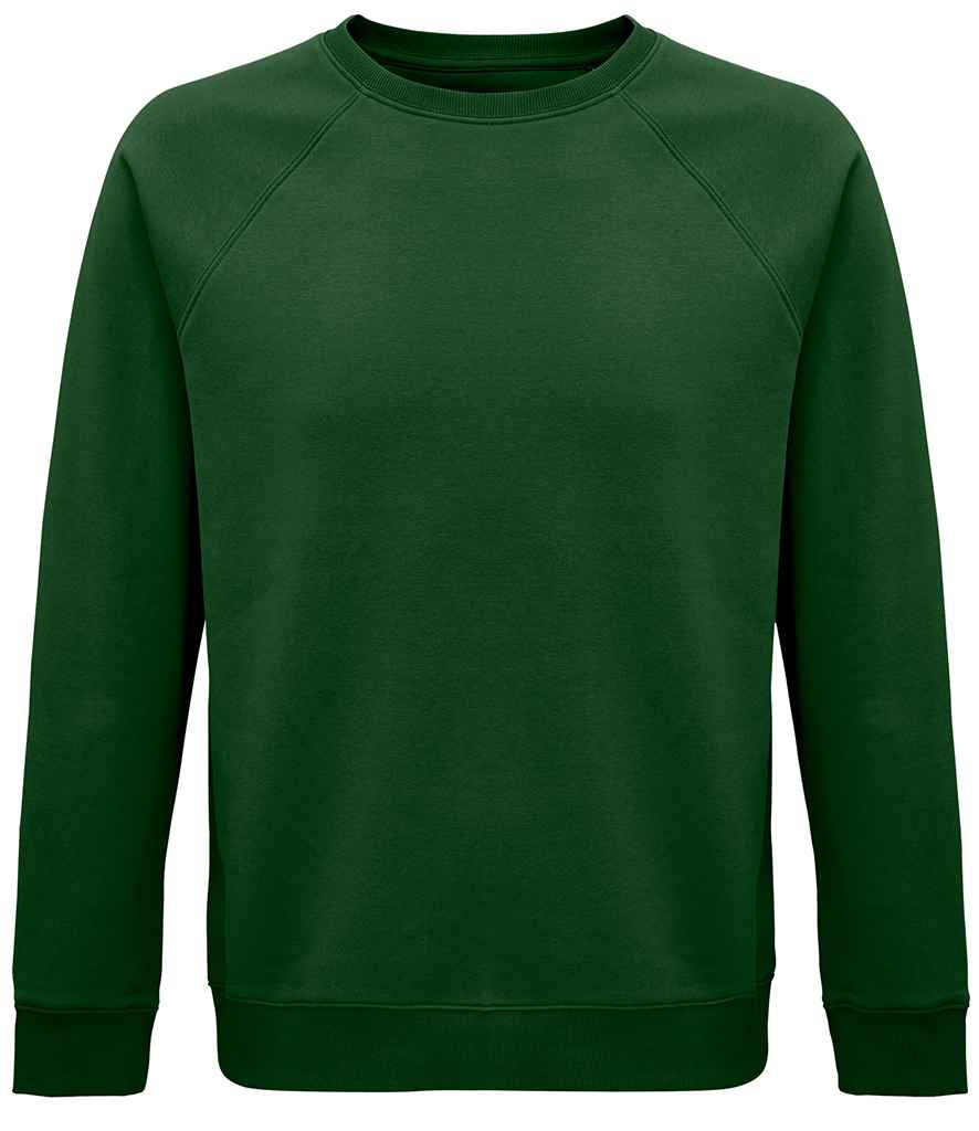 SOL'S Unisex Space Organic Raglan Sweatshirt in Bottle Green by SOL'S — Custom branded clothing by Print Press, featuring premium embroidery produced in our specialist print lab in the UK.