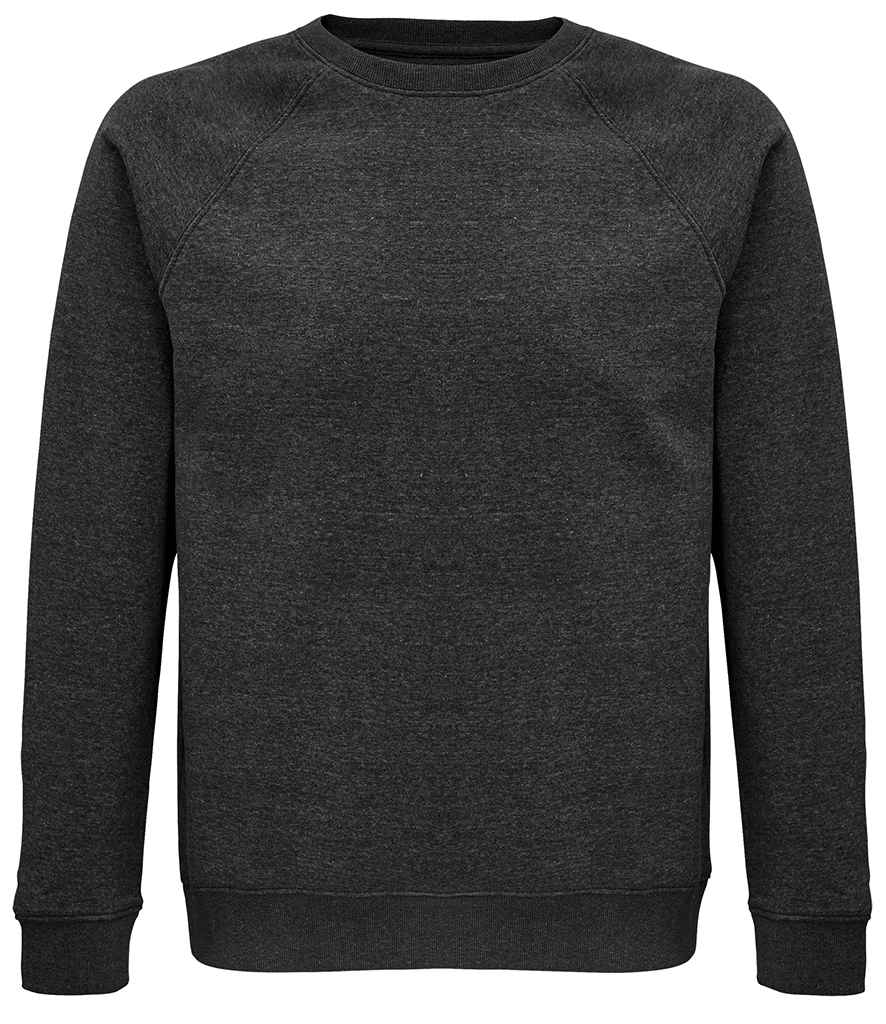 SOL'S Unisex Space Organic Raglan Sweatshirt in Charcoal Marl by SOL'S — Custom branded clothing by Print Press, featuring premium embroidery produced in our specialist print lab in the UK.