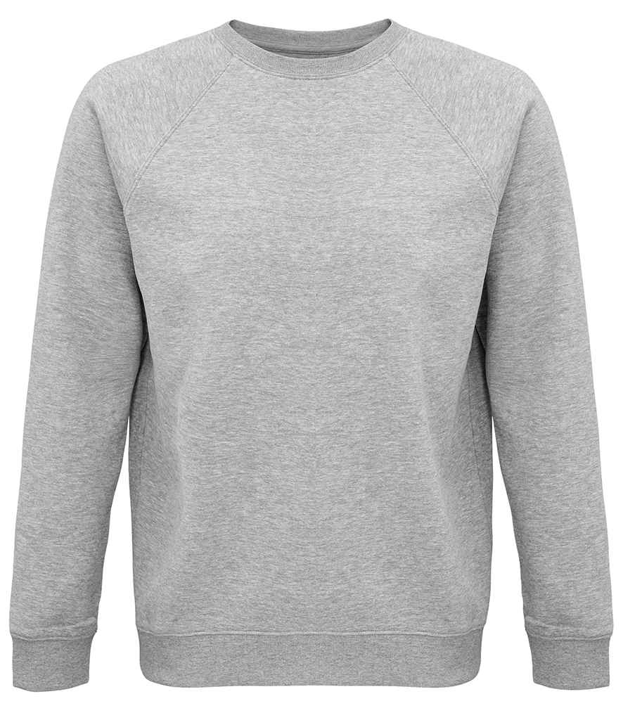 SOL'S Unisex Space Organic Raglan Sweatshirt in Grey Marl by SOL'S — Custom branded clothing by Print Press, featuring premium embroidery produced in our specialist print lab in the UK.