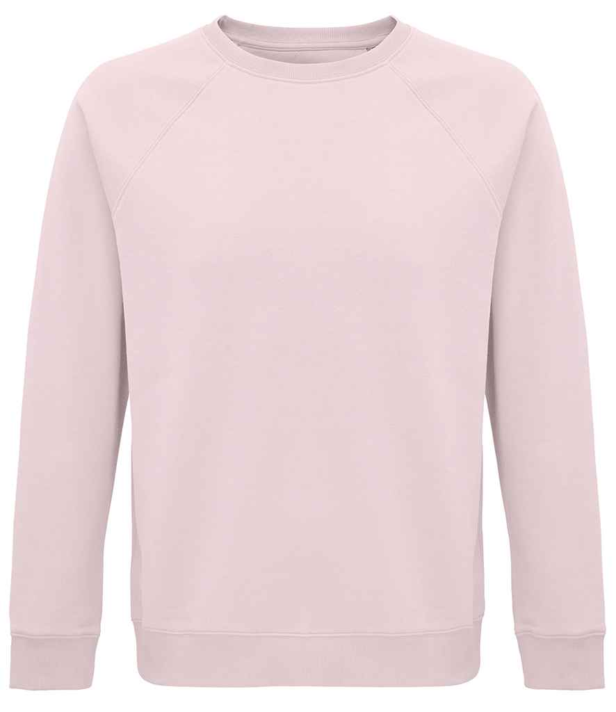 SOL'S Unisex Space Organic Raglan Sweatshirt in Pale Pink by SOL'S — Custom branded clothing by Print Press, featuring premium embroidery produced in our specialist print lab in the UK.