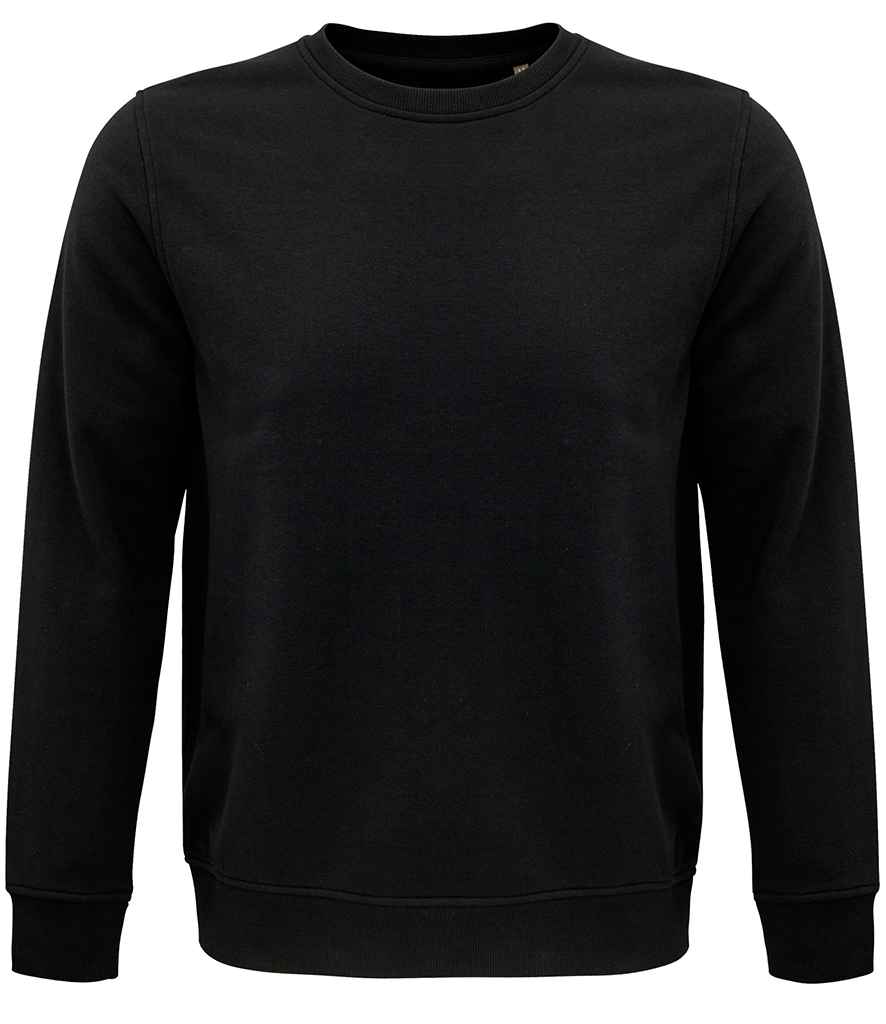 SOL'S Unisex Comet Organic Sweatshirt in Black by SOL'S — Custom branded clothing by Print Press, featuring premium embroidery produced in our specialist print lab in the UK.