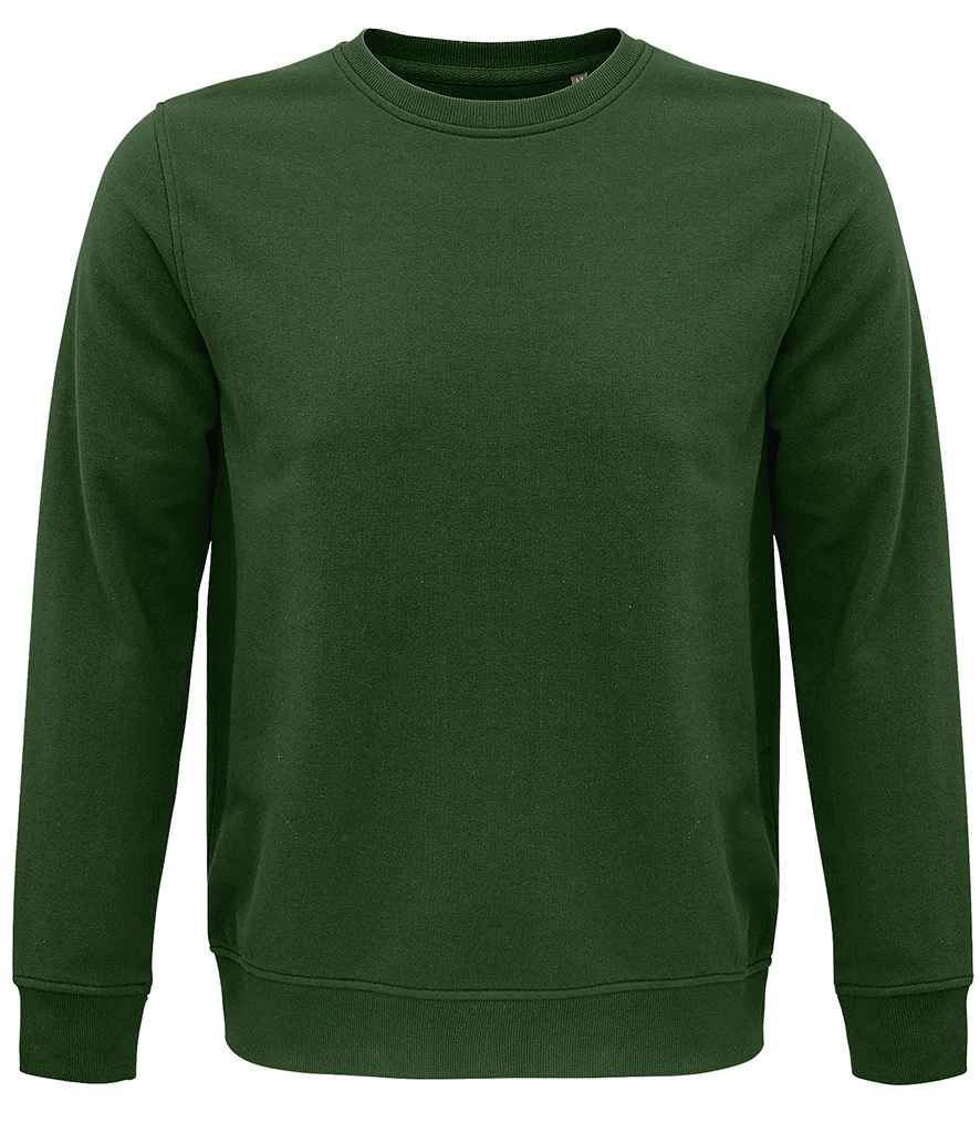 SOL'S Unisex Comet Organic Sweatshirt in Bottle Green by SOL'S — Custom branded clothing by Print Press, featuring premium embroidery produced in our specialist print lab in the UK.