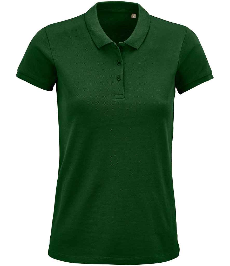 SOL'S Ladies Planet Organic Piqué Polo Shirt in Bottle Green by SOL'S — Custom branded clothing by Print Press, featuring premium embroidery produced in our specialist print lab in the UK.