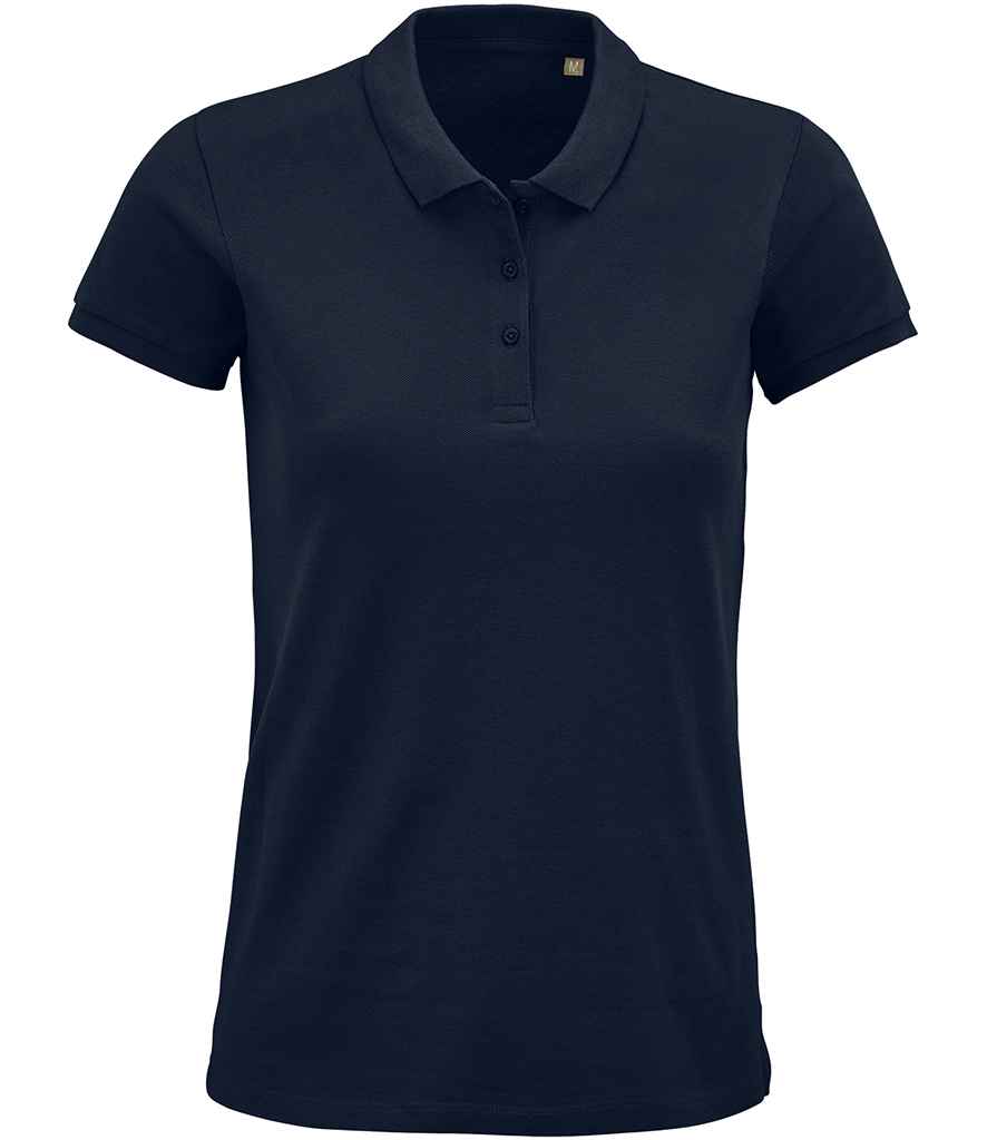 SOL'S Ladies Planet Organic Piqué Polo Shirt in French Navy by SOL'S — Custom branded clothing by Print Press, featuring premium embroidery produced in our specialist print lab in the UK.