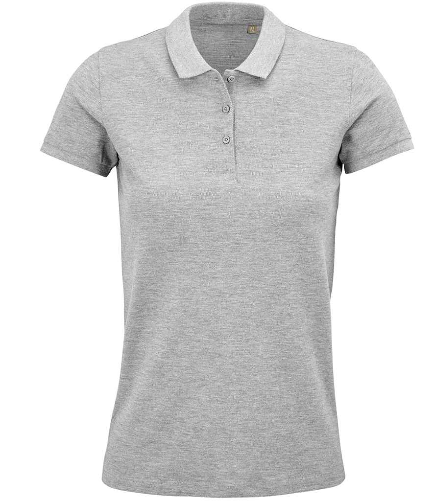 SOL'S Ladies Planet Organic Piqué Polo Shirt in Grey Marl by SOL'S — Custom branded clothing by Print Press, featuring premium embroidery produced in our specialist print lab in the UK.