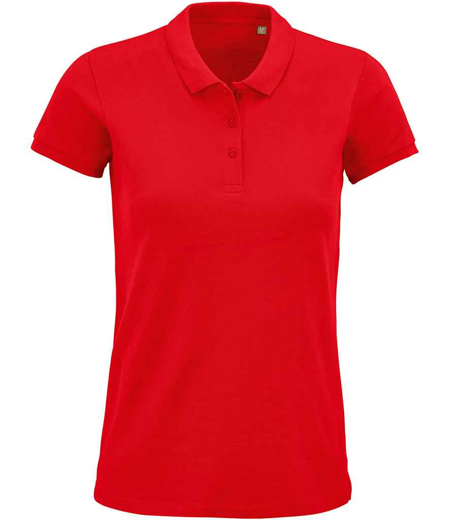 SOL'S Ladies Planet Organic Piqué Polo Shirt in Red by SOL'S — Custom branded clothing by Print Press, featuring premium embroidery produced in our specialist print lab in the UK.