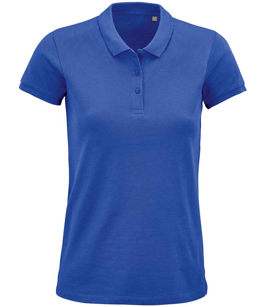 SOL'S Ladies Planet Organic Piqué Polo Shirt in Royal Blue by SOL'S — Custom branded clothing by Print Press, featuring premium embroidery produced in our specialist print lab in the UK.