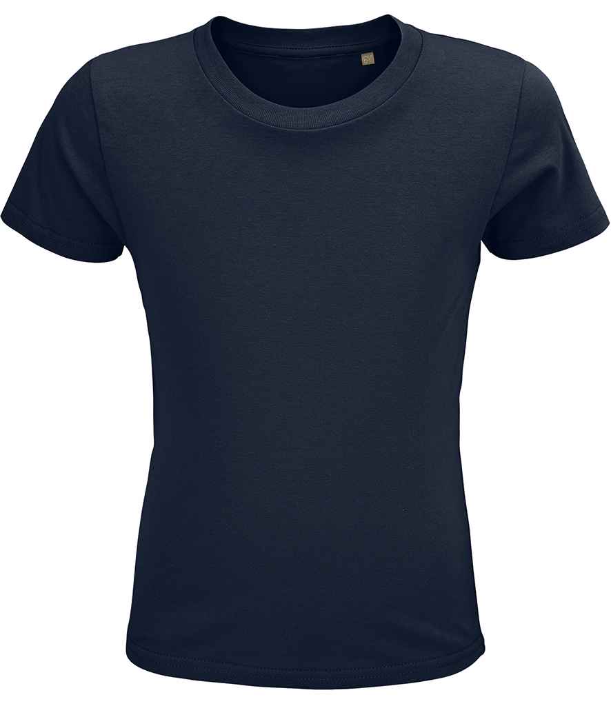 SOL'S Kids Crusader Organic T-Shirt in French Navy by SOL'S — Custom branded clothing by Print Press, featuring premium embroidery produced in our specialist print lab in the UK.