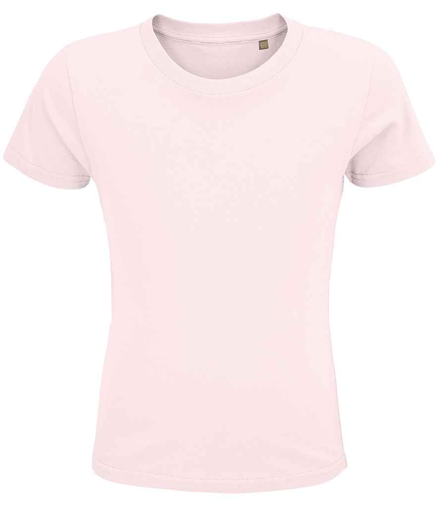 SOL'S Kids Crusader Organic T-Shirt in Pale Pink by SOL'S — Custom branded clothing by Print Press, featuring premium embroidery produced in our specialist print lab in the UK.