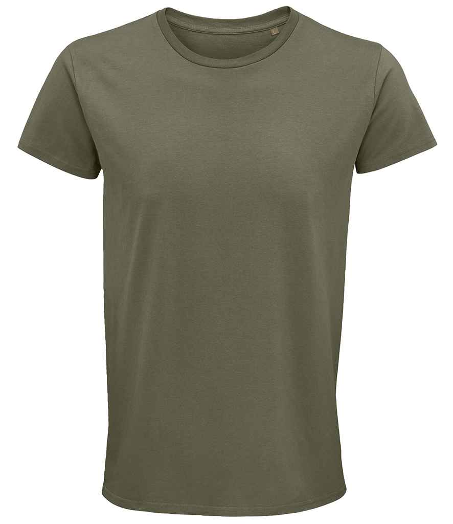 SOL'S Crusader Organic T-Shirt in Khaki by SOL'S — Custom branded clothing by Print Press, featuring premium embroidery produced in our specialist print lab in the UK.