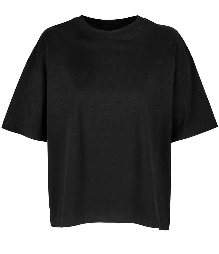 SOL'S Ladies Boxy Oversized Organic T-Shirt in Deep Black by SOL'S — Custom branded clothing by Print Press, featuring premium embroidery produced in our specialist print lab in the UK.