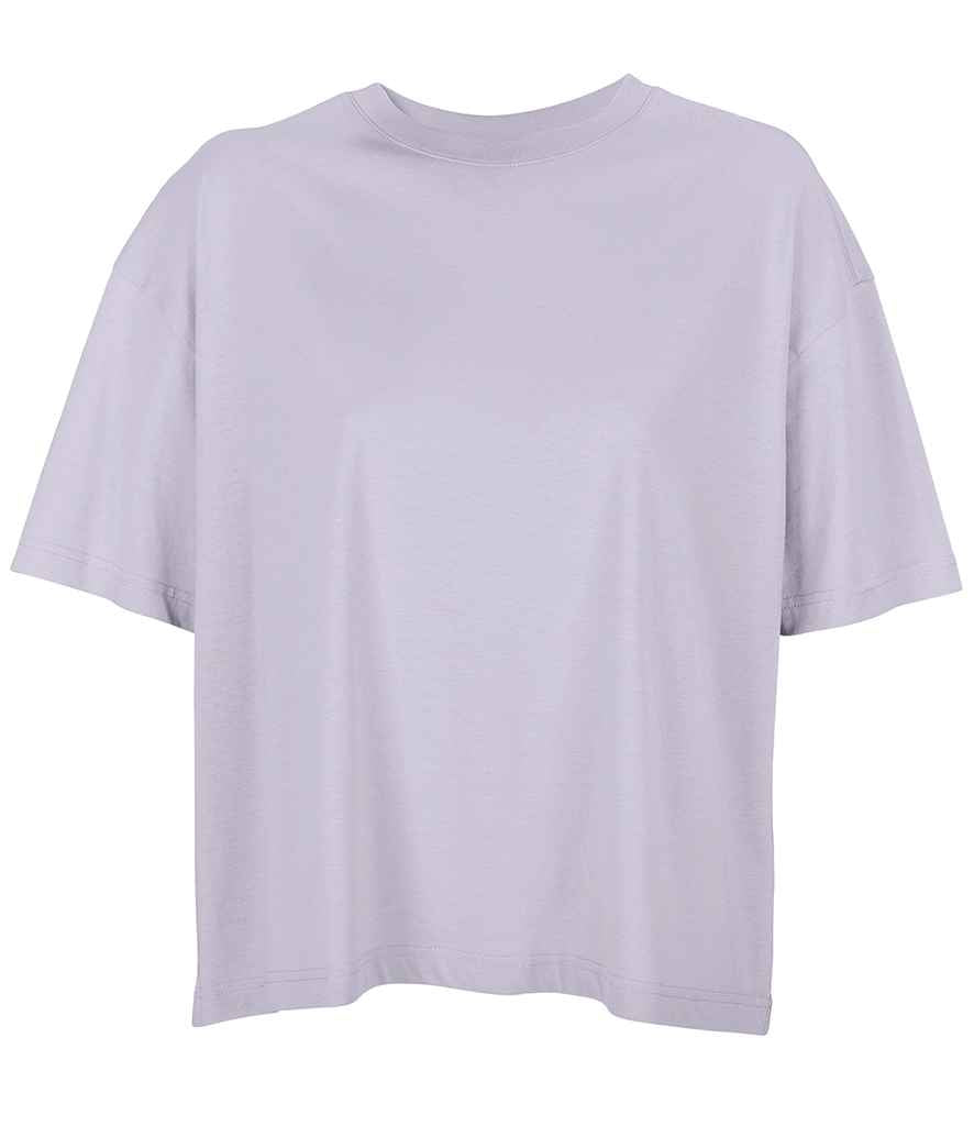 SOL'S Ladies Boxy Oversized Organic T-Shirt in Lilac by SOL'S — Custom branded clothing by Print Press, featuring premium embroidery produced in our specialist print lab in the UK.