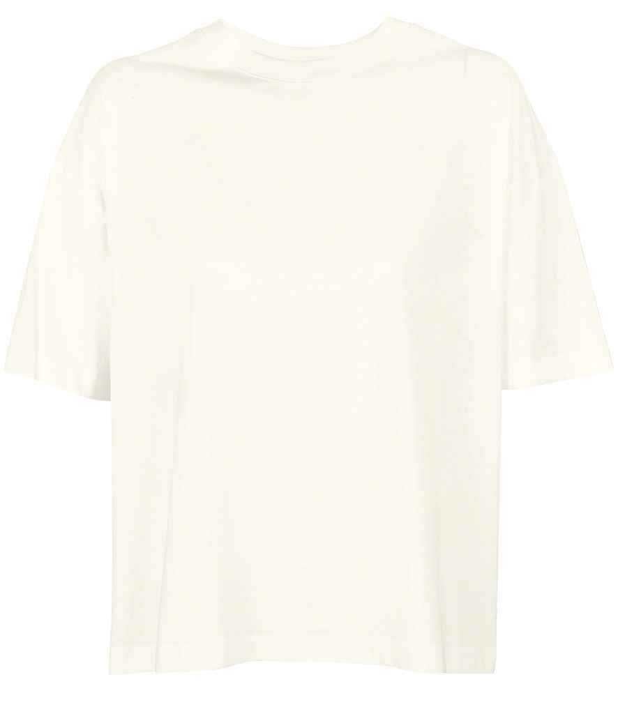 SOL'S Ladies Boxy Oversized Organic T-Shirt in Off White by SOL'S — Custom branded clothing by Print Press, featuring premium embroidery produced in our specialist print lab in the UK.