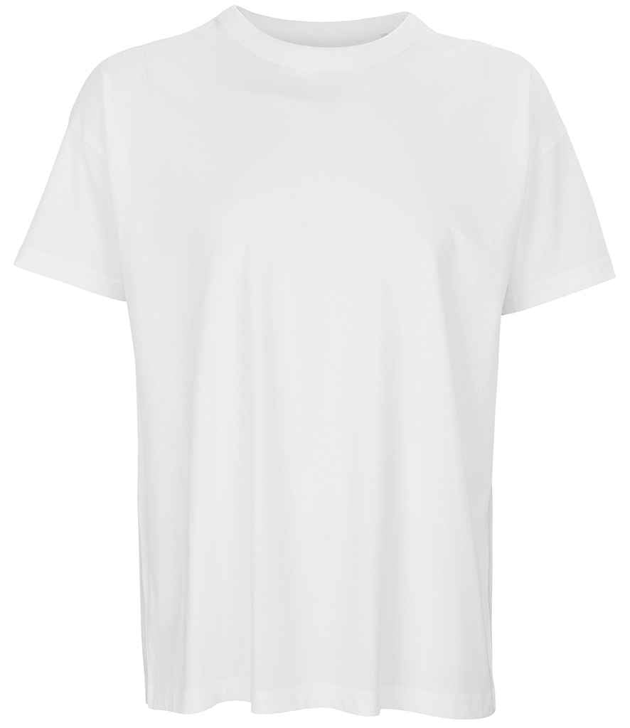 SOL'S Ladies Boxy Oversized Organic T-Shirt in White by SOL'S — Custom branded clothing by Print Press, featuring premium embroidery produced in our specialist print lab in the UK.
