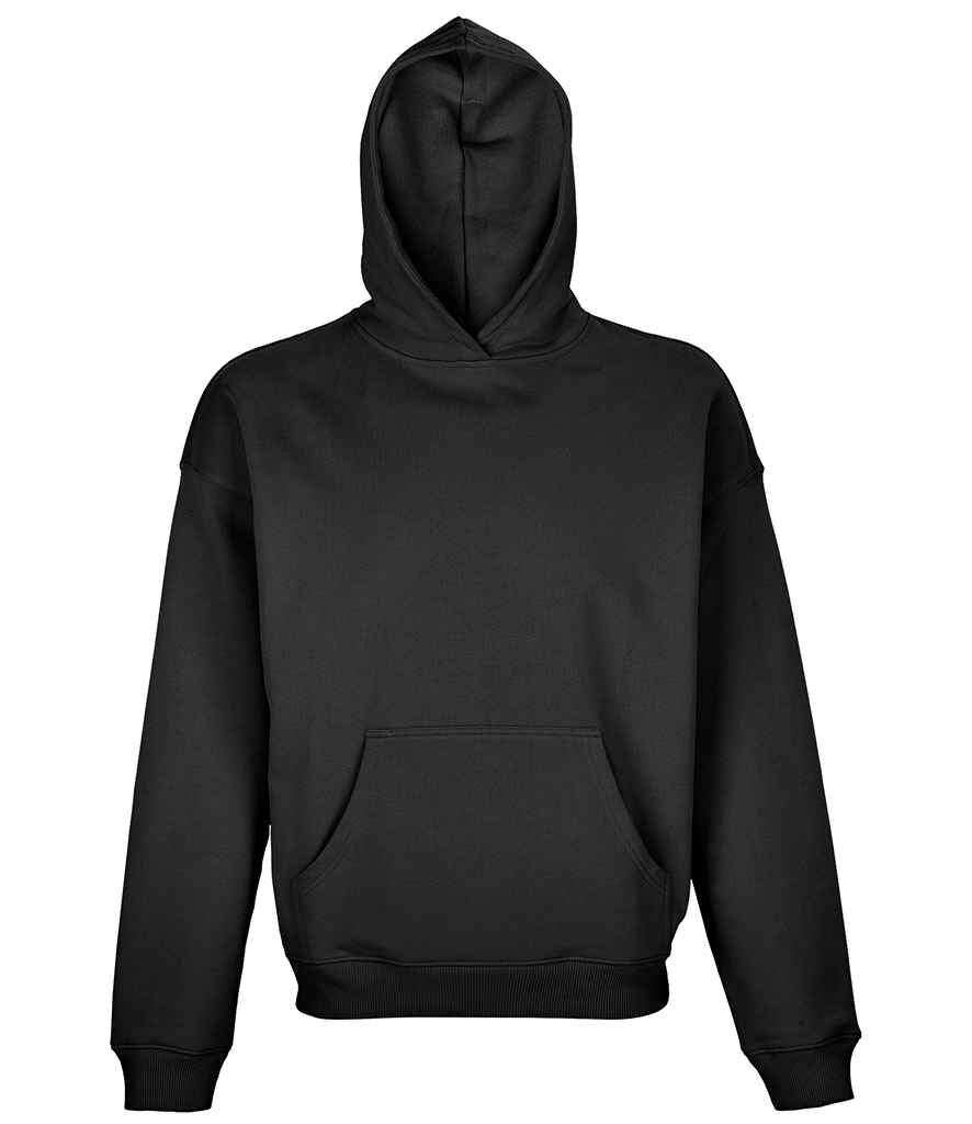 SOL'S Unisex Connor Oversized Organic Hoodie in Black by SOL'S — Custom branded clothing by Print Press, featuring premium embroidery produced in our specialist print lab in the UK.
