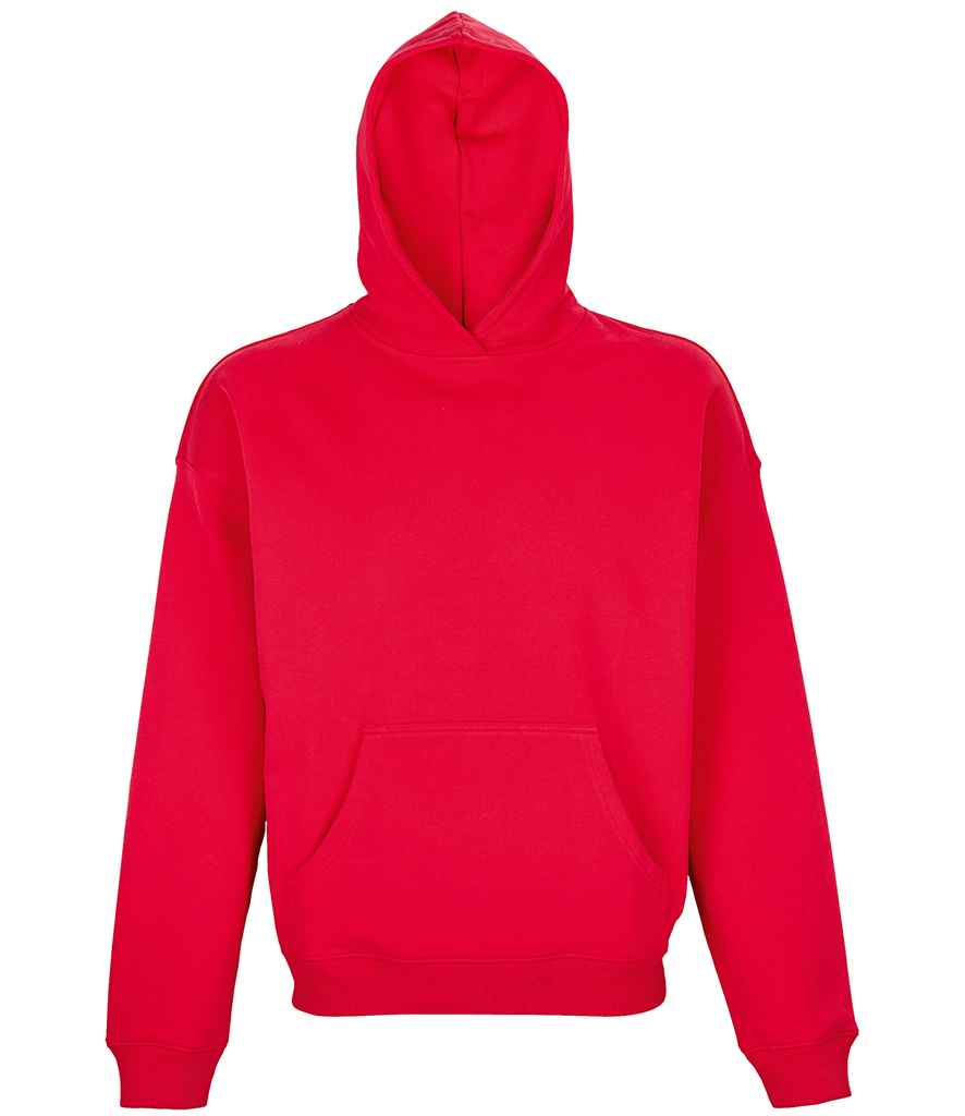 SOL'S Unisex Connor Oversized Organic Hoodie in Bright Red by SOL'S — Custom branded clothing by Print Press, featuring premium embroidery produced in our specialist print lab in the UK.