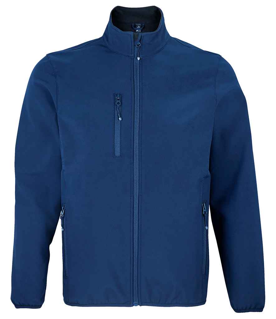 SOL'S Falcon Recycled Soft Shell Jacket in Abyss Blue by SOL'S — Custom branded clothing by Print Press, featuring premium embroidery produced in our specialist print lab in the UK.