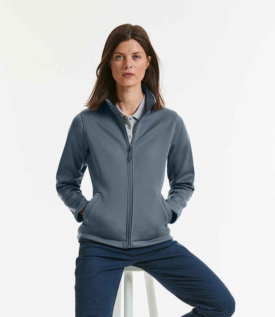Russell Ladies Smart Soft Shell Jacket in Convoy Grey by Russell — Custom branded clothing by Print Press, featuring premium embroidery produced in our specialist print lab in the UK.
