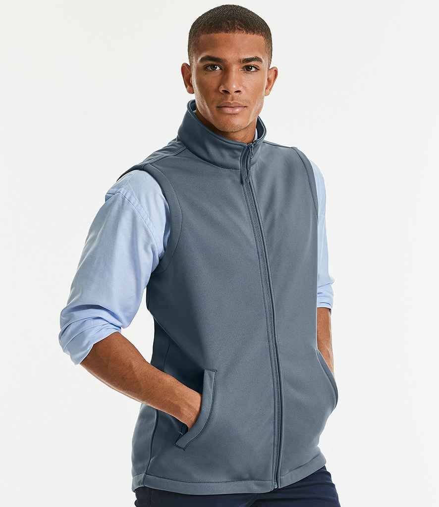 Russell Smart Soft Shell Gilet in Convoy Grey by Russell — Custom branded clothing by Print Press, featuring premium embroidery produced in our specialist print lab in the UK.