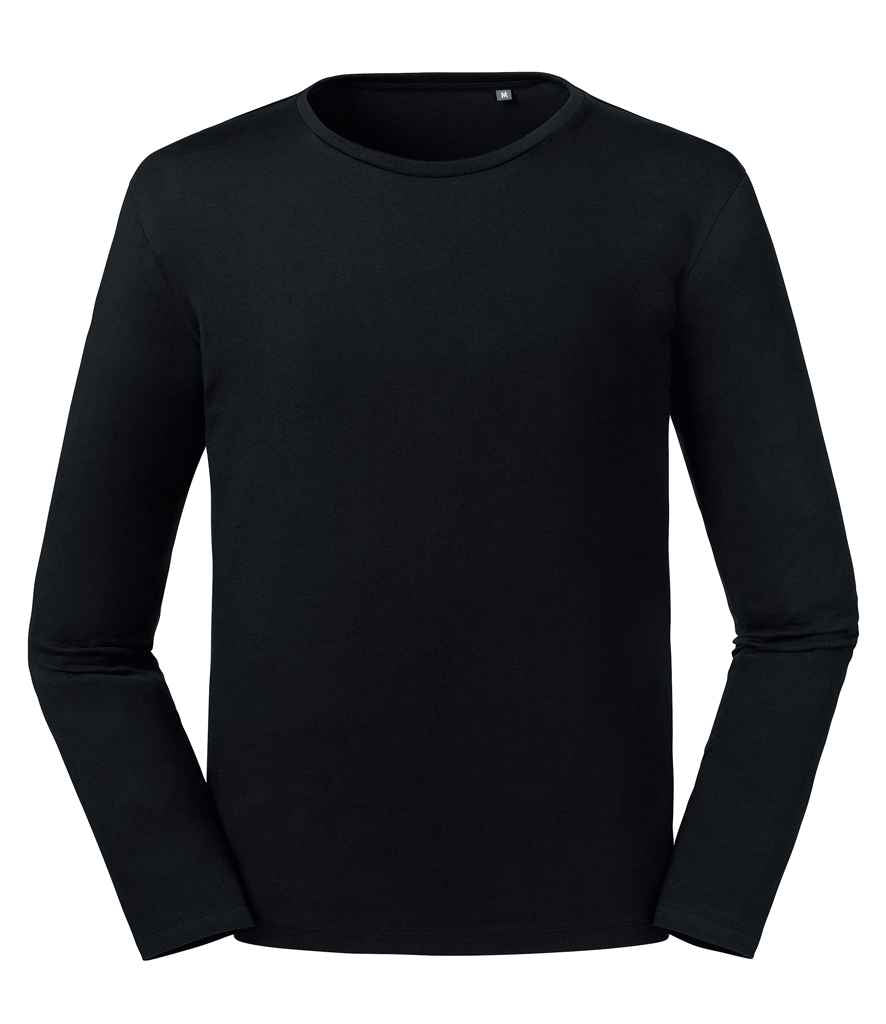 Russell Pure Organic Long Sleeve T-Shirt in by Russell — Custom branded clothing by Print Press, featuring premium embroidery produced in our specialist print lab in the UK.