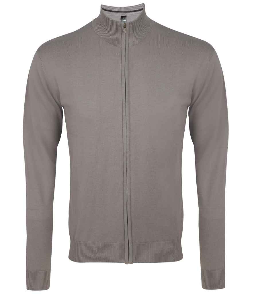 SOL'S Gordon Full Zip Cotton Acrylic Cardigan in Medium Grey by SOL'S — Custom branded clothing by Print Press, featuring premium embroidery produced in our specialist print lab in the UK.