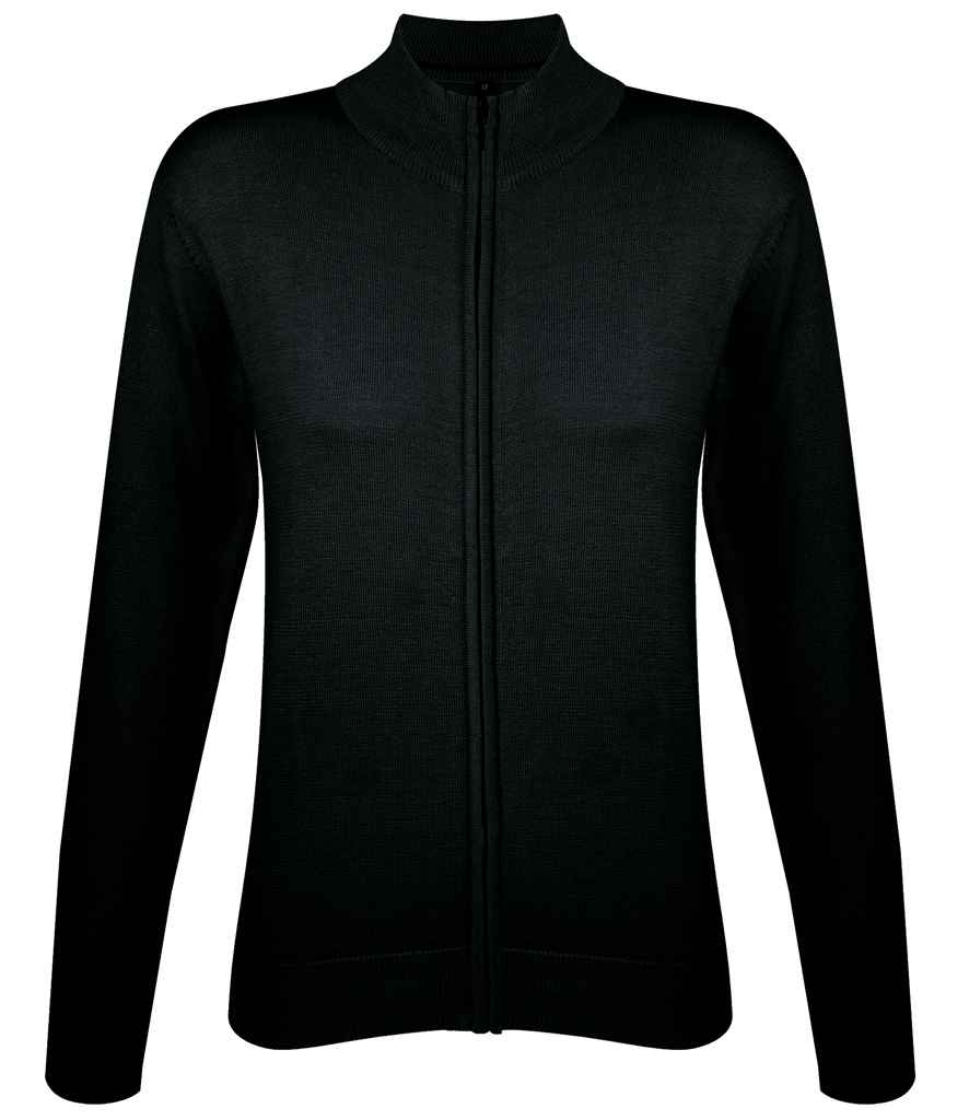 SOL'S Ladies Gordon Full Zip Cotton Acrylic Cardigan in Black by SOL'S — Custom branded clothing by Print Press, featuring premium embroidery produced in our specialist print lab in the UK.