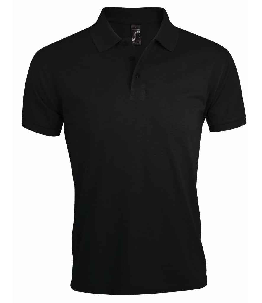 SOL'S Prime Poly/Cotton Piqué Polo Shirt in Black by SOL'S — Custom branded clothing by Print Press, featuring premium embroidery produced in our specialist print lab in the UK.