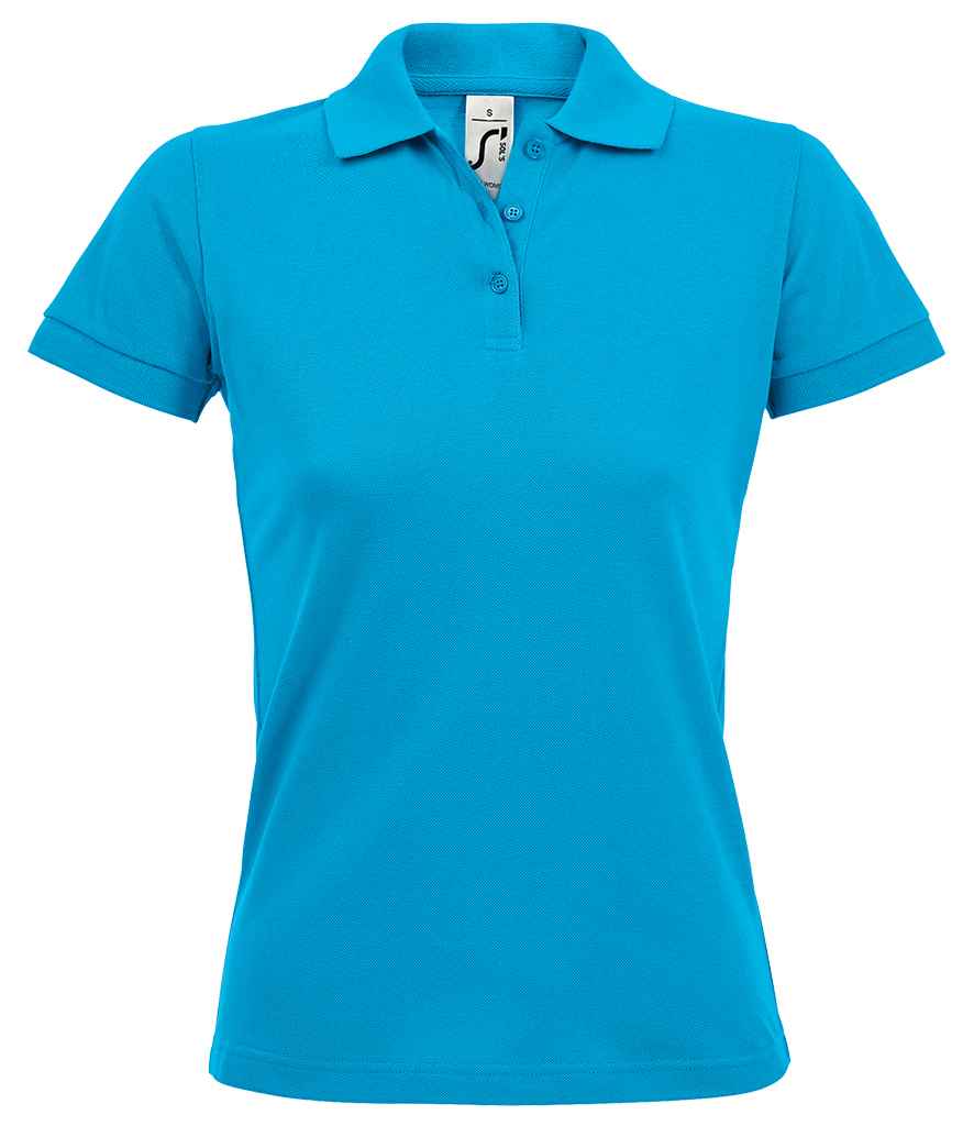 SOL'S Ladies Prime Poly/Cotton Piqué Polo Shirt in Aqua by SOL'S — Custom branded clothing by Print Press, featuring premium embroidery produced in our specialist print lab in the UK.