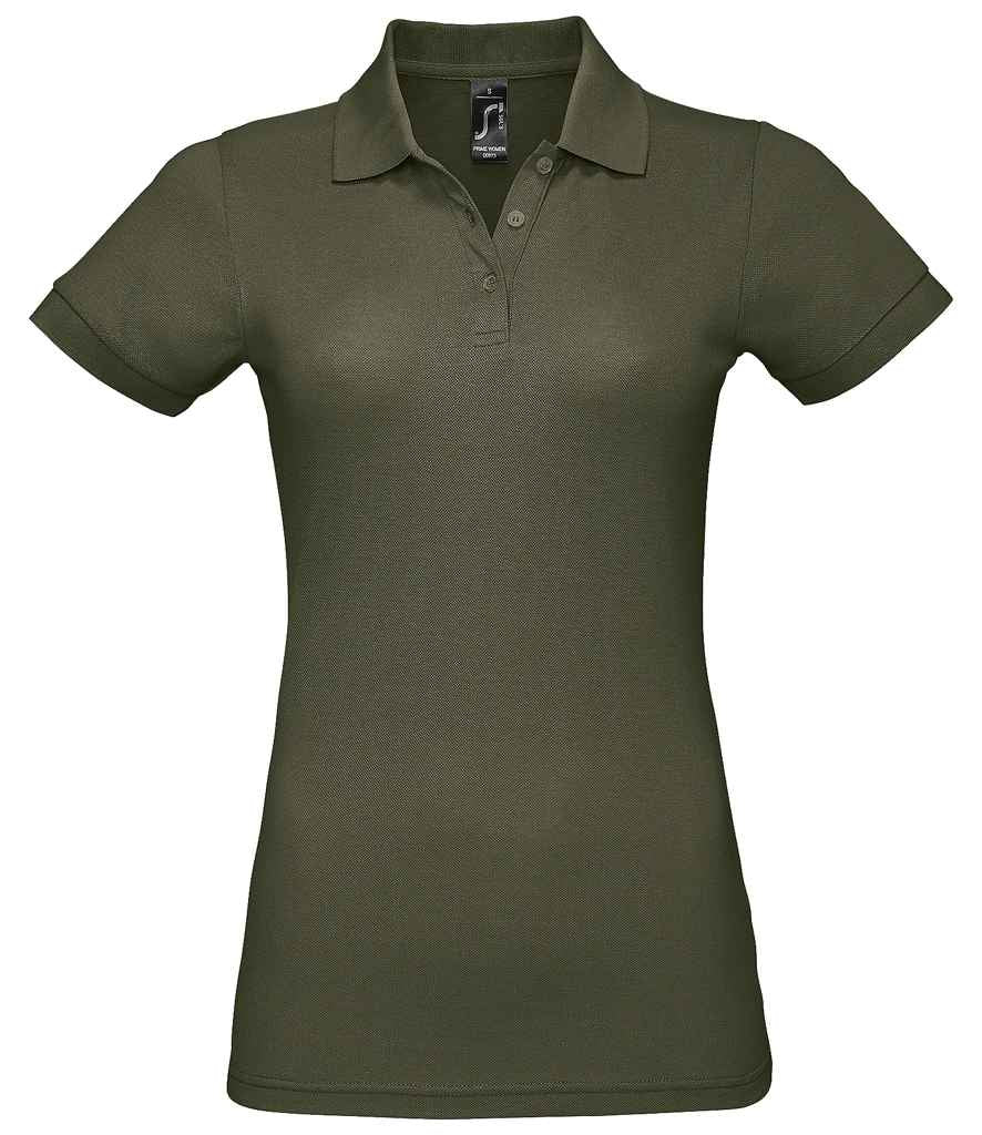 SOL'S Ladies Prime Poly/Cotton Piqué Polo Shirt in Army by SOL'S — Custom branded clothing by Print Press, featuring premium embroidery produced in our specialist print lab in the UK.