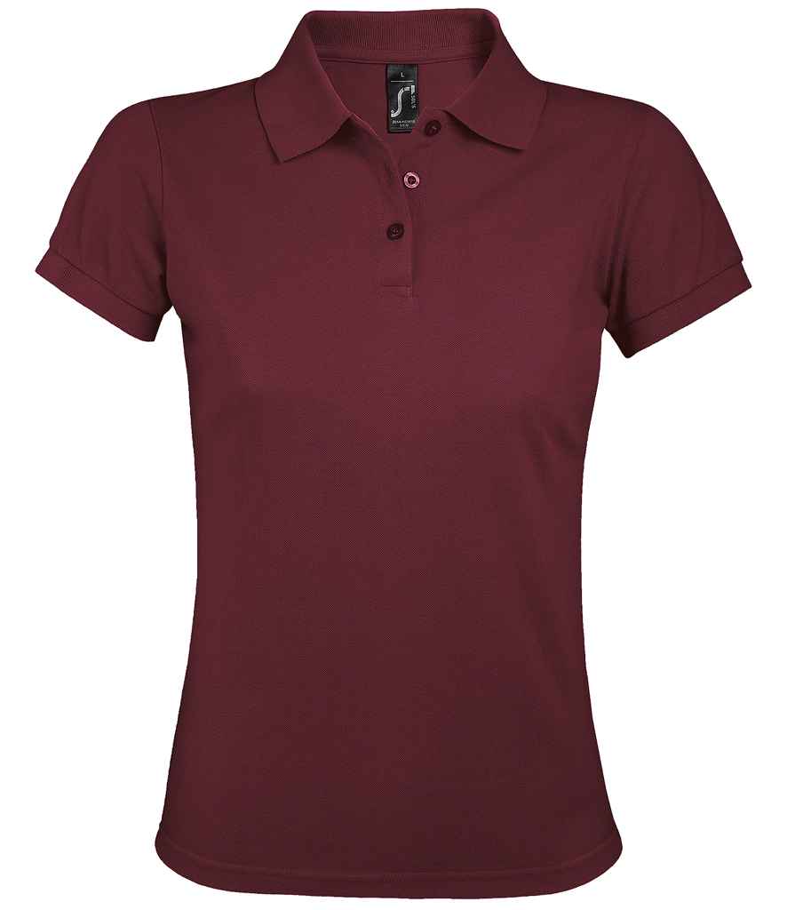 SOL'S Ladies Prime Poly/Cotton Piqué Polo Shirt in Burgundy by SOL'S — Custom branded clothing by Print Press, featuring premium embroidery produced in our specialist print lab in the UK.