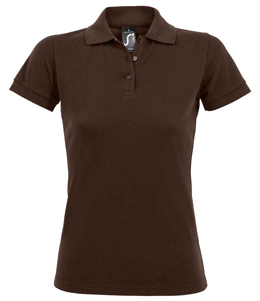 SOL'S Ladies Prime Poly/Cotton Piqué Polo Shirt in Chocolate by SOL'S — Custom branded clothing by Print Press, featuring premium embroidery produced in our specialist print lab in the UK.