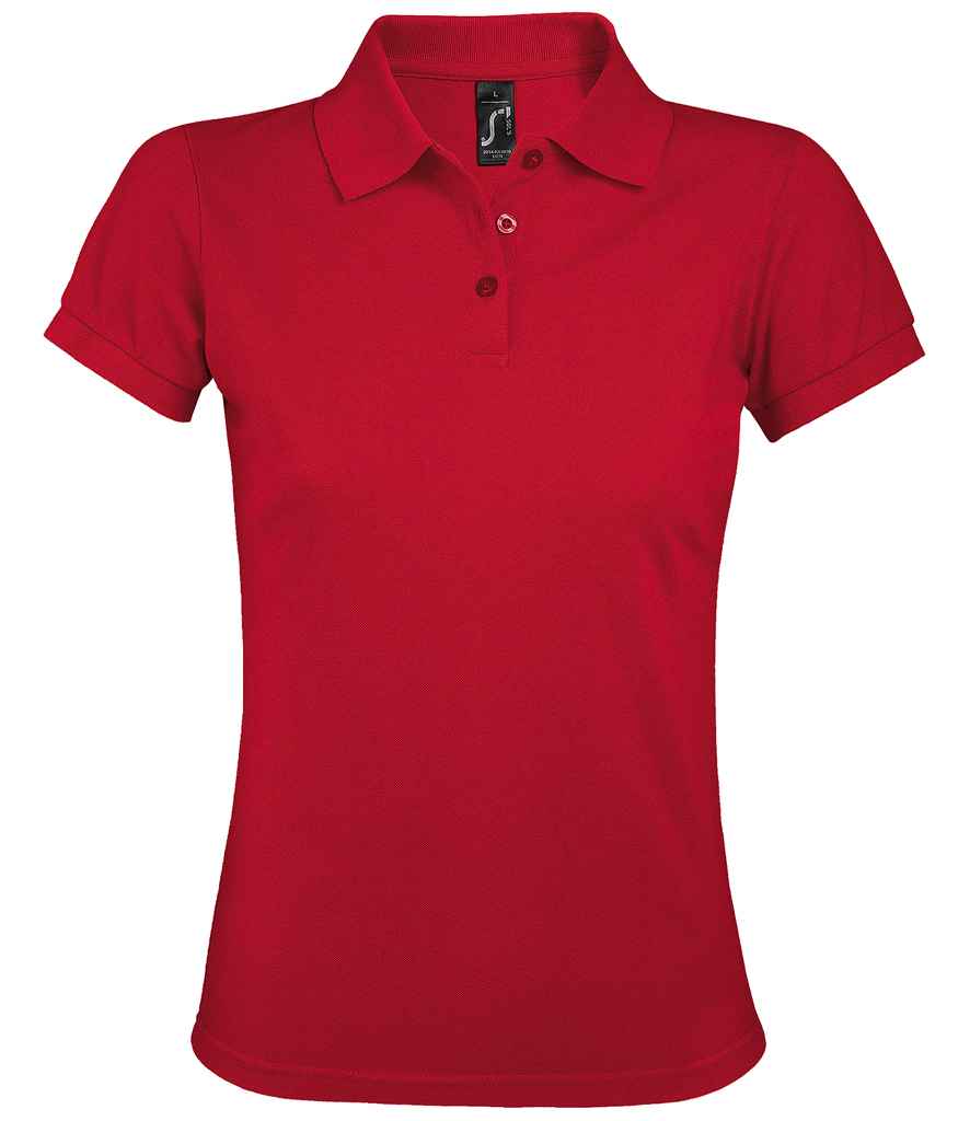SOL'S Ladies Prime Poly/Cotton Piqué Polo Shirt in Red by SOL'S — Custom branded clothing by Print Press, featuring premium embroidery produced in our specialist print lab in the UK.