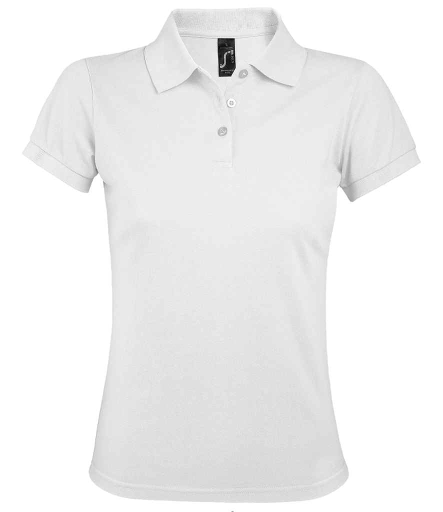 SOL'S Ladies Prime Poly/Cotton Piqué Polo Shirt in White by SOL'S — Custom branded clothing by Print Press, featuring premium embroidery produced in our specialist print lab in the UK.