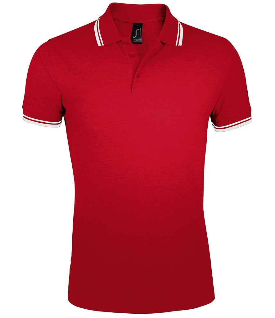 SOL'S Pasadena Tipped Cotton Piqué Polo Shirt in Red White by SOL'S — Custom branded clothing by Print Press, featuring premium embroidery produced in our specialist print lab in the UK.