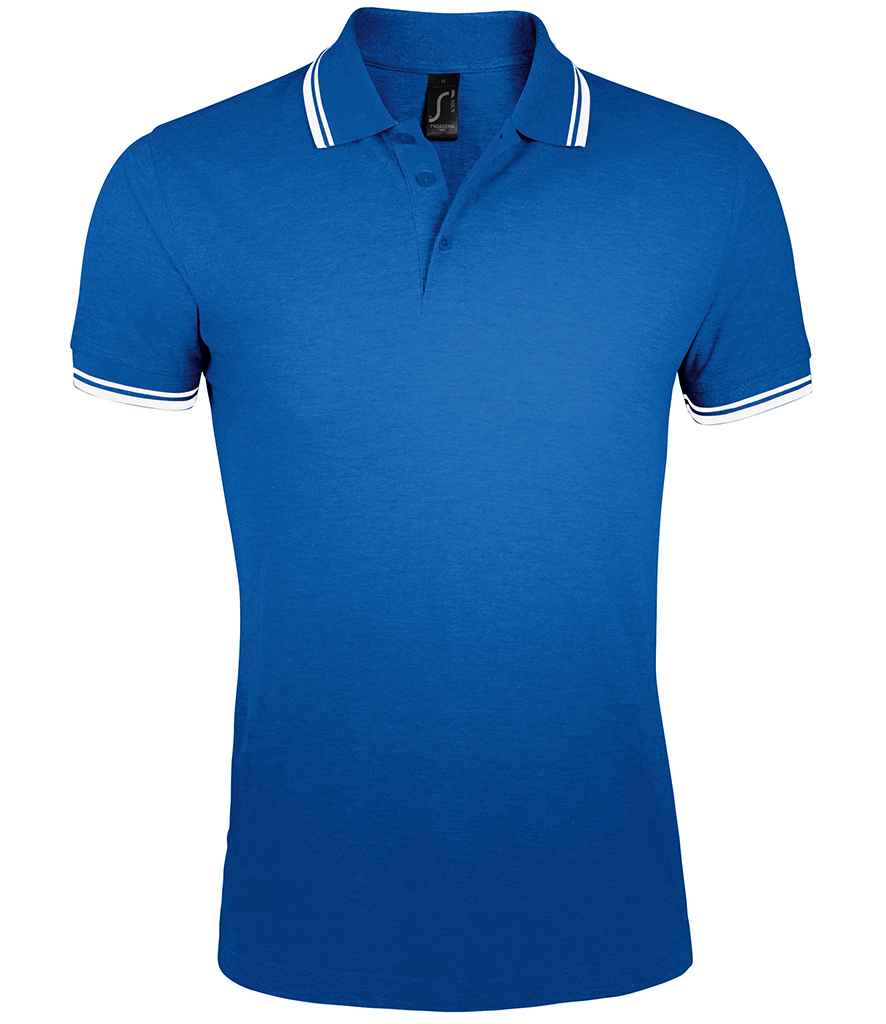 SOL'S Pasadena Tipped Cotton Piqué Polo Shirt in Royal Blue White by SOL'S — Custom branded clothing by Print Press, featuring premium embroidery produced in our specialist print lab in the UK.