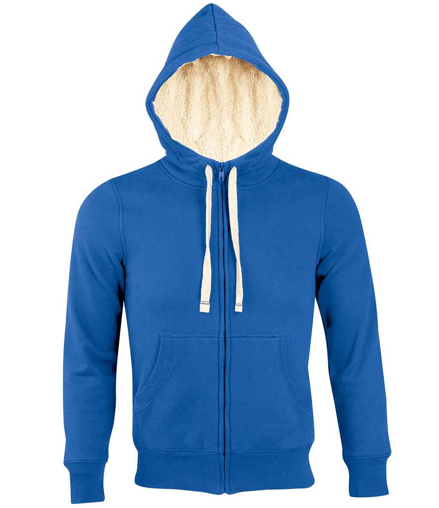 SOL'S Unisex Sherpa Hooded Jacket in Royal Blue by SOL'S — Custom branded clothing by Print Press, featuring premium embroidery produced in our specialist print lab in the UK.