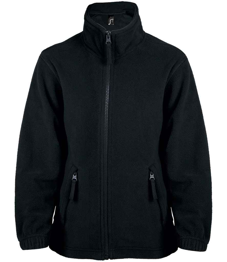 SOL'S Kids North Fleece Jacket in Black by SOL'S — Custom branded clothing by Print Press, featuring premium embroidery produced in our specialist print lab in the UK.
