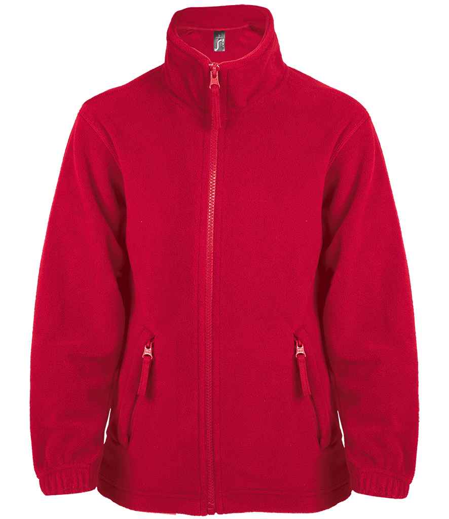 SOL'S Kids North Fleece Jacket in Red by SOL'S — Custom branded clothing by Print Press, featuring premium embroidery produced in our specialist print lab in the UK.