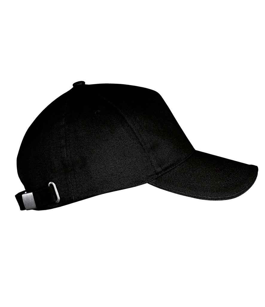 SOL'S Long Beach Cap in ONE Black by SOL'S — Custom branded clothing by Print Press, featuring premium embroidery produced in our specialist print lab in the UK.