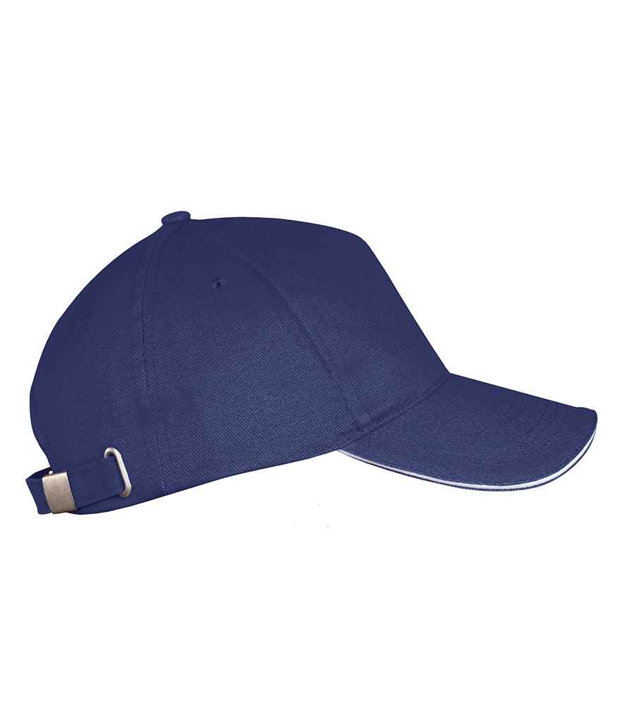 SOL'S Long Beach Cap in ONE French Navy White by SOL'S — Custom branded clothing by Print Press, featuring premium embroidery produced in our specialist print lab in the UK.