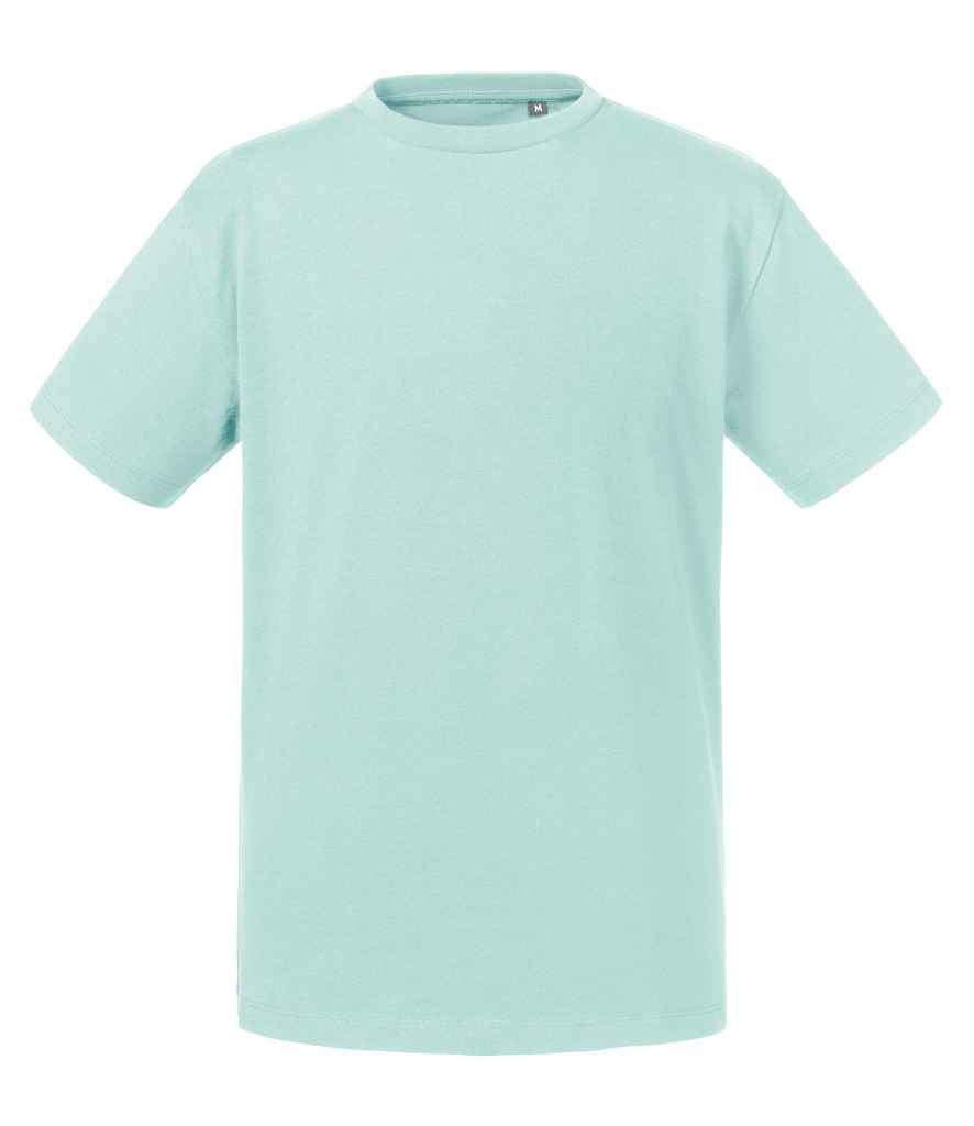 Russell Kids Pure Organic T-Shirt in Aqua by Russell — Custom branded clothing by Print Press, featuring premium embroidery produced in our specialist print lab in the UK.